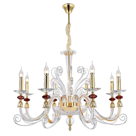 Картинка CRYSTAL LUX Люстра CATARINA SP8 V2 GOLD/TRANSPARENT-COGNAC