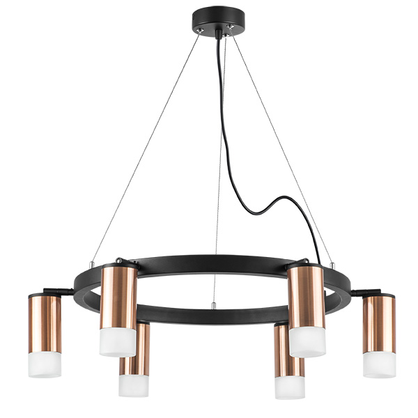 lr0163061 подвесной светильник rullo 6х50w gu10 черный/медь (571016+214430-6+202431-6), доставка по Казахстану 