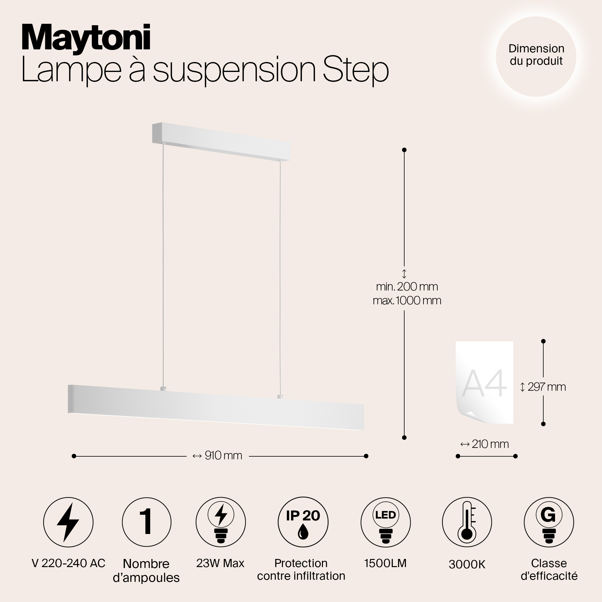 Картинка Подвесной светодиодный светильник Maytoni Step P010PL-L23W