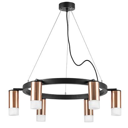 lr0163061 подвесной светильник rullo 6х50w gu10 черный/медь (571016+214430-6+202431-6), доставка по Казахстану 