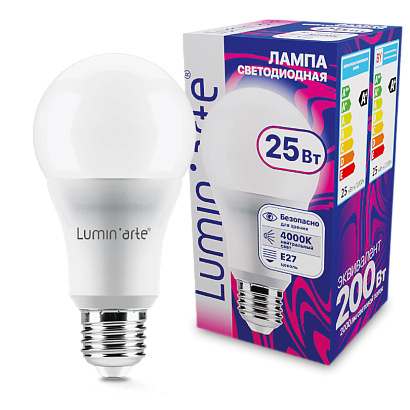 Светодиодная лампа LUMIN"ARTE LSTD-A65-25W4KE27 25Вт 4000K E27 купить в Алматы svet.kz