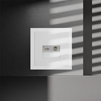 Розетка телевизионная встраиваемая VOLTUM S70 TV+RJ45 кат. 6, (белый матовый) 