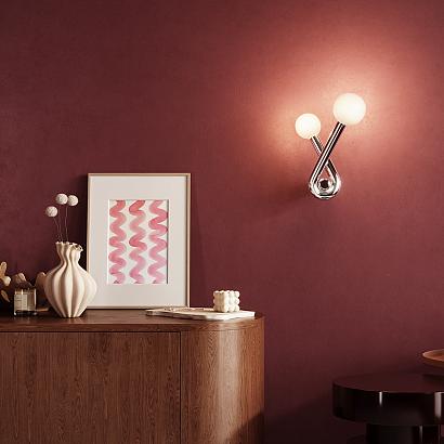 С 2 плафонами на стену Настенный светильник (бра) Maytoni MOD476WL-02PT Vortex, доставка по Казахстану 