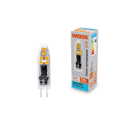 "Светодиодная лампа  WOLTA WSTD-JC-12V3W6KG4-P (пластик) ""Капсульная"" JC 3Вт 240лм 6500K G4 1/10/100/1000" купить в Алматы svet.kz