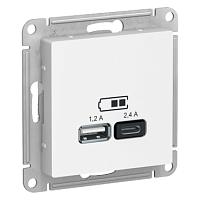 ATLASDESIGN USB РОЗЕТКА A+С, 5В/2,4 А, 2х5В/1,2 А, механизм, БЕЛЫЙ 
