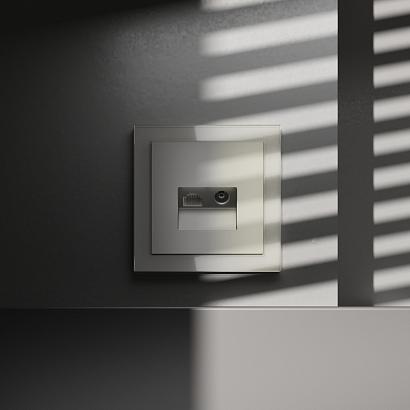 Розетка телевизионная встраиваемая VOLTUM S70 TV+RJ45 кат. 6, (шелк) 
