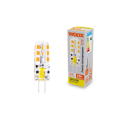 "Светодиодная лампа  WOLTA WSTD-JC-12V3W3KG4-S (силикон) ""Капсульная"" JC 3Вт 240лм 3000K G4 1/10/100/1000" купить в Алматы svet.kz