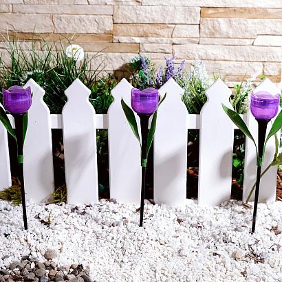 USL-C-453/PT305 PURPLE TULIP  Садовый светильник на солнечной батарее ,Лиловый тюльпан,. Белый свет. 1*LR аккумулятор в/к. IP44. TM Uniel.