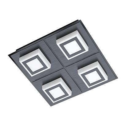 99364 Светод. светильник настенно-потол. MASIANO 1, 4х3,3W (LED), 4х340lm, 250х250, алюм., черный пл