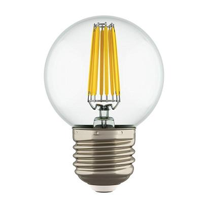 933822 Лампа LED FILAMENT 220V G50  E27 6W=65W 400-430LM 360G CL 3000K 30000H (в комплекте) купить в Алматы svet.kz