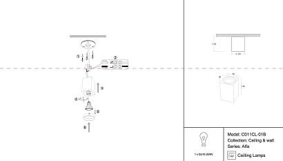 Потолочный светильник Maytoni Alfa C011CL-01B купить в Алматы svet.kz