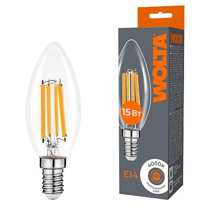 Светодиодная лампа WOLTA FILAMENT WF-C35-15W4KE14 15Вт 4000K Е14 купить в Алматы svet.kz