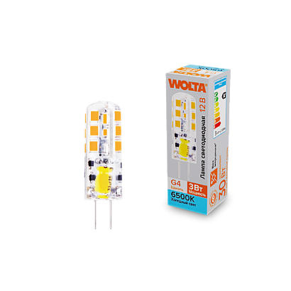 "Светодиодная лампа  WOLTA WSTD-JC-12V3W6KG4-S (силикон) ""Капсульная"" JC 3Вт 240лм 6500K G4 1/10/100/1000" купить в Алматы svet.kz