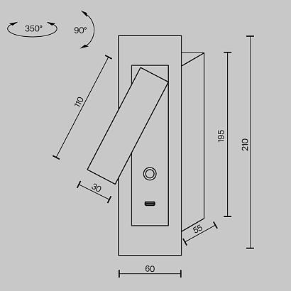 С 1 плафоном на стену Настенный светильник (бра) Maytoni MOD495WL-L3B3K1 Axiom, доставка по Казахстану 
