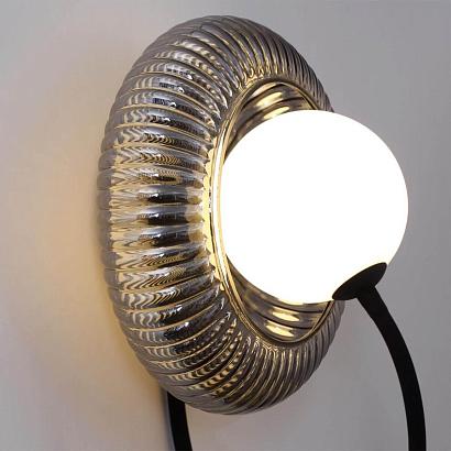 5013/1WA MODERN ODL23 511 черный/дымчатый/белый матовый металл/стекло Бра G9 LED 7W BUNY