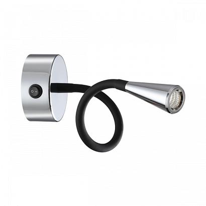 4348/3WL HIGHTECH ODL23 271 хром полированный/черный/металл Настенный св-к выкл на корпусе IP20 LED 3W 263Лм 3000K ODDS